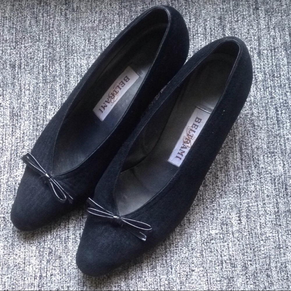 Classy Beltrami Kitten Heel Black Shoes. Made in Italy size 37.